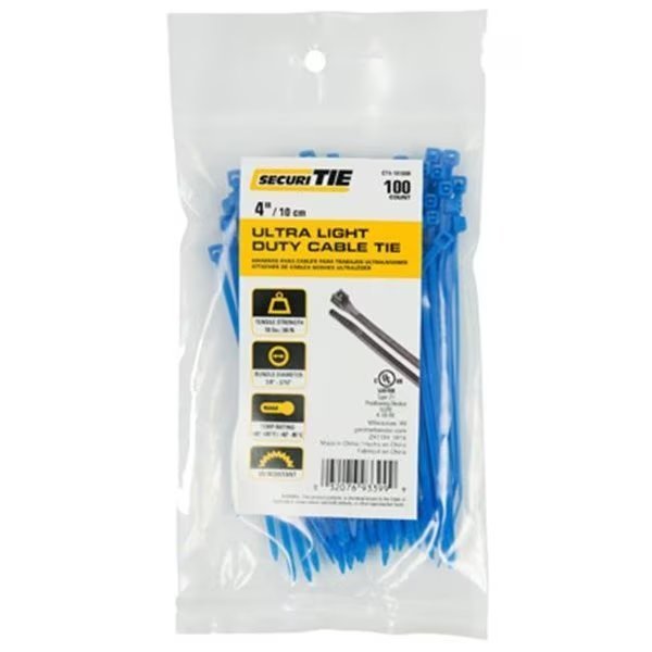 Gardner Bender 221001 4 in. Light Duty Cable Tie; Blue, Gardner Bender, Mfr#: 221001